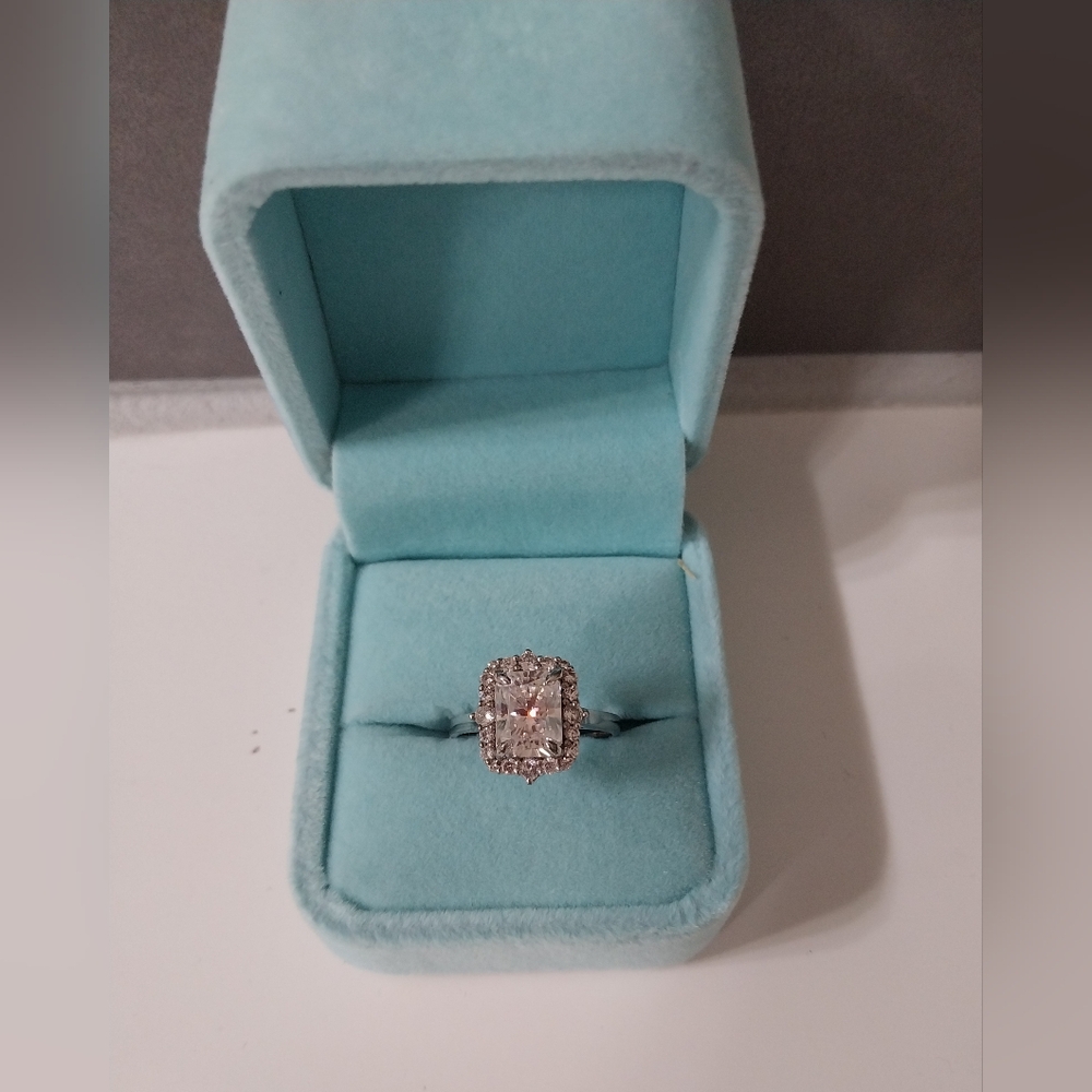 Radiant Cut 2ct 9x7mm Moissanite 925 Sterling Silver Engagement Ring